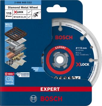 X-LOCK Dimanta disks Metalālam 115mm, Mazām leņķa slīpmašīnām EXPERT DIAMOND METAL WHEEL GRIEZĒJDISKS, 2608900532, BOSCH (2608900532)