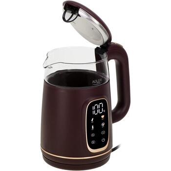 Adler Электрический чайник AD 1305bu, 2200 W, 1.7 L, Пластик, 360° поворотная база, Бордовый (AD 1305bu)