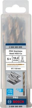 HSS-Co urbis metālam 10,2 mm, 5 gab., Urbjmašīnām/skrūvgriežiem PRO STAINLESS STEEL HSS-CO SPIRĀLVEIDA URBIS, 2608585899, BOSCH (2608585899)