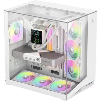 Gamemax Корпус NEX C56 VC WH, 30см x 44.6см x 44.8см, 7 слотов расширения, 2 x USB 3.2 Gen 1, 1 x USB-C 3.2 Gen 2, 1 x наушники (NEX C56 VC WH)