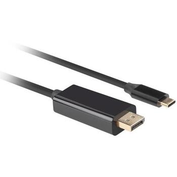 Lanberg USB-C uz DisplayPort kabelis CA-CMDP-10CU-0030-BK, 3 m, 4K(3840 x 2160), HDR atbalsts, 21,6 Gbit/s (CA-CMDP-10CU-0030-BK)
