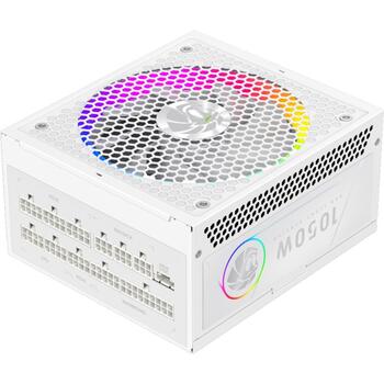 Gamemax barošanas bloks RGB 1050G WH, 1050 W, Zelta, Balts, Pilnībā modulārs, 1 x 24 pin ATX, 2 x 8 pin CPU, 2 x 8 pin PCIe (RGB 1050G WH)