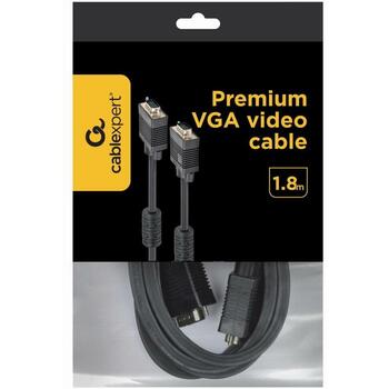 Gembird VGA кабель CC-PPVGA-6B 1.8m HD15M/HD15M, черный, 240g, 204g упаковка, 200mm глубина, 156mm ширина, 35mm высота (CC-PPVGA-6B)