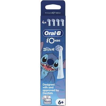 Oral-B zobu birstes uzgaļi iO refill 4 Stitch, 4 gab, bērniem no 6 gadiem, mīksti sari, apaļa galviņa, krāsu maiņa (iO refill 4 Stitch)