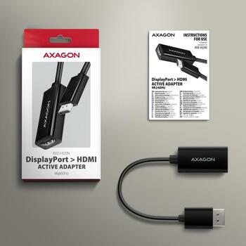 Axagon адаптер RVD-HI20N DP на HDMI, 0.15 м, 4K/60Hz, черный, 1 HDMI порт, 1 DisplayPort (RVD-HI20N)