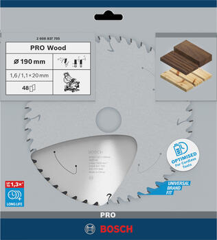 Paneļzāģiem PRO WOOD CORDLESS RIPZĀĢA ASMENS BOSCH 2608837705 (2608837705)