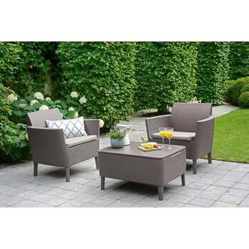 Keter Salemo balkona komplekts 29205935587, 2 krēsli 74x67x76cm, galds 76x56x42cm, rotangpalmas imitācija, saliekams (29205935587)