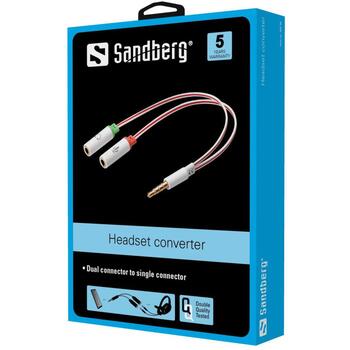 Sandberg Конвертер наушников 508-59, MiniJack x2, белый, предназначен для продуктов Apple (508-59)