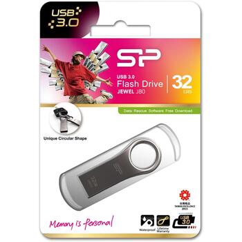 Silicon Power USB флеш-накопитель Jewel J80 SP032GBUF3J80V1T, 32 ГБ, USB 3.0, 80 Мб/с чтение, 25 Мб/с запись, титан (SP032GBUF3J80V1T)