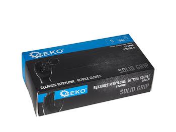 Geko Нитриловые перчатки SOLID GRIP G75200-S, 50 шт., размер S, черный, 3D алмазная текстура, хлорированная внутренняя поверхность (G75200-S)