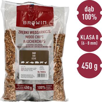Browin Древесная щепа 780834, 450г, Дуб, KL 08, для копчения и гриля, средняя фракция (780834)