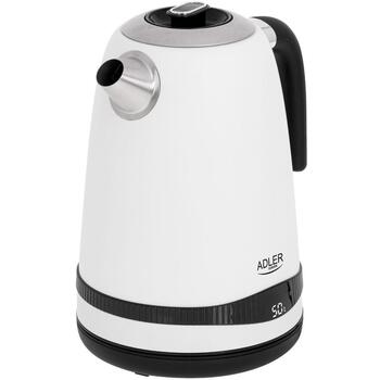 Adler Электрический чайник AD 1295w, 1.7 л, 2200 Вт, нержавеющая сталь, 360° поворотная база, белый (AD 1295w)