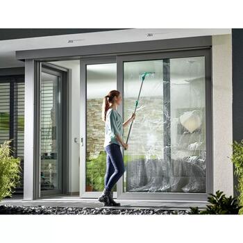 Leifheit Window Slider XL 1051426, набор для мытья окон, телескопическая ручка 145-415см, салфетка из микрофибры, 40см (1051426)