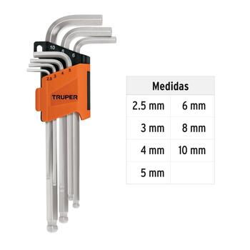 Seškanšu L-veida komplekts 7gab 15548 ALLX-7M Truper (ALLX-7M)