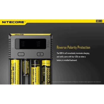 Nitecore Зарядное устройство INTELLICHARGERNEWI4 1500mA, 4 слота, поддержка аккумуляторов 3.7V и 4.35V, ACD технология (INTELLICHARGERNEWI4)