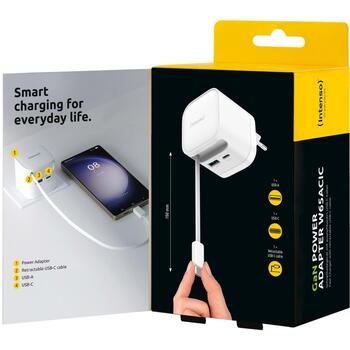 Intenso адаптер питания 7806522 65 Вт, 110-240 В, 2 USB порта, 0.7 м кабель, черный, пластик (7806522)