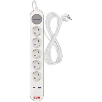 Emos Удлинитель P1523FC, 3 м, 5× 2P + PE, 1× USB-A + 1× USB-C, 3,1 A, 15,5 W, выключатель, защита от детей (P1523FC)