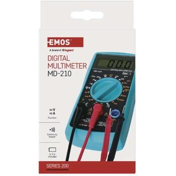 Emos Мультиметр MD-210 M0391N, 20 µA – 10 A, 200–300 V, 200 mV – 300 V, 200 Ohm – 2 MOhm, 3,5 разряда, ручной выбор диапазона (M0391N)