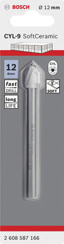 Flīžu urbis CYL-9 Ceramic 12x90 mm, 1 gab., Urbjmašīnām/skrūvgriežiem, triecienurbjmašīnām/triecienskrūvgriežiem CYL-9 SOFTCERAMIC FLĪŽU URBIS, 2608587166, BOSCH (2608587166)