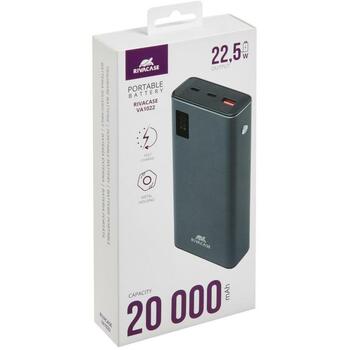 Rivacase Power Bank VA1022, 20000 мАч, 22.5W, ЖК индикатор, металлический корпус, SCP, PD, QC3.0 (VA1022)