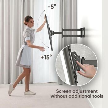 Onkron televizora stiprinājums M7L-B, 40-75 collu, maksimālā slodze 68 kg, VESA 100x100-600x400 mm, slīpuma leņķis -5-15° (M7L-B)