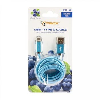 Sbox USB кабель, USB-TYPEC-15BL, 150 см, синий, USB-C, зарядный кабель, совместим со всеми устройствами USB-C (USB-TYPEC-15BL)