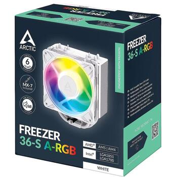 ARCTIC Freezer 36-S A-RGB ACFRE00199A процессорный кулер, вентилятор 120мм, 600-3000 об/мин, подшипник FDB, 4 тепловые трубки (ACFRE00199A)