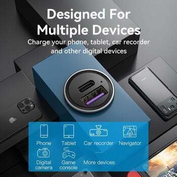Vention Lādētājs 30W FFFH0, 1x USB-C 30W, 1x USB-A 30W, PD3.0, QC3.0, Universāls, Pelēks (FFFH0)