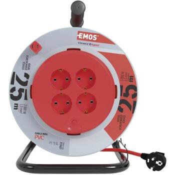 Emos Удлинитель катушка P19427, 25 м, 4 розетки, 230 В, 1,5 мм2, IP20, термозащита, защита от детей (P19427)