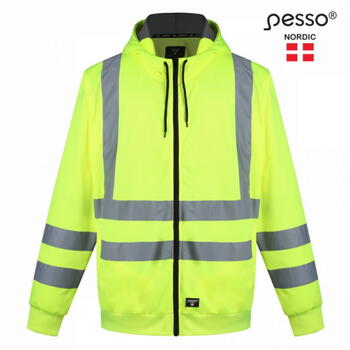 Pesso FLO3 augstas redzamības jaka ar kapuci, 2XL, dzeltena, EN ISO 20471:2013 2. klase, 100% poliesters (FL03G_2XL)