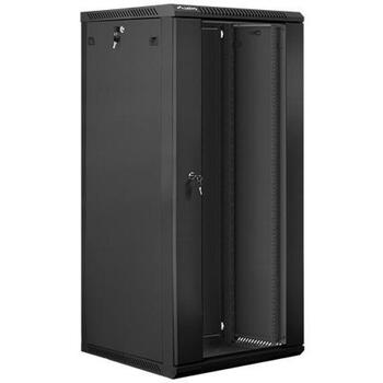 Lanberg настенный шкаф 19'' 27U WF01-6627-10B, 600x600mm, 60kg, IP20, стеклянная дверь, 2 вентиляционных отверстия (WF01-6627-10B)