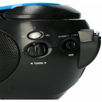 Lenco SCD-24 Blue/Black CD-магнитола, FM-радио, 2x2W, 3.5mm разъем для наушников, ЖК-дисплей, 20 станций, ручка (SCD-24 Blue/Black)