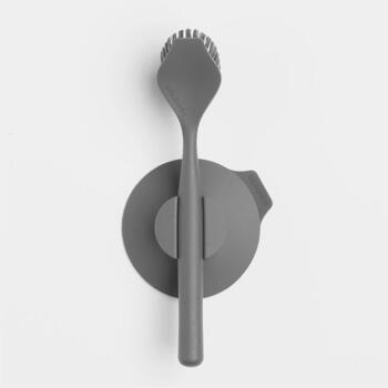 Brabantia trauku birste ar turētāju 117589, 0,1kg, 6x11x23,5cm, tumši pelēka, ergonomisks rokturis, piesūceknis (117589)