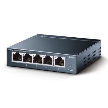 TP-LINK TL-SG105 настольный коммутатор, 5x10/100/1000Mbps, 15KB, 2K, 7.4Mpps, 2.3W, без вентилятора (TL-SG105)