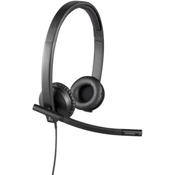 Logitech austiņas 981-000575, frekvence 31.5-20000 Hz, kabelis 1.9 m, melna, DSP, trokšņu slāpējošs mikrofons (981-000575)