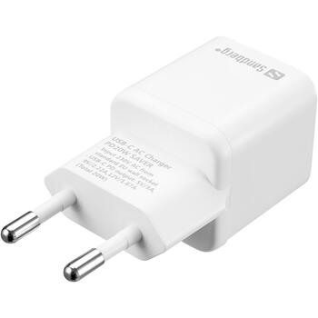 Sandberg USB-C Сетевое Зарядное Устройство 341-42, 230V, 5V/3A, 9V/2.22A, 12V/1.67A, 20W, 1 USB-C порт, белый (341-42)