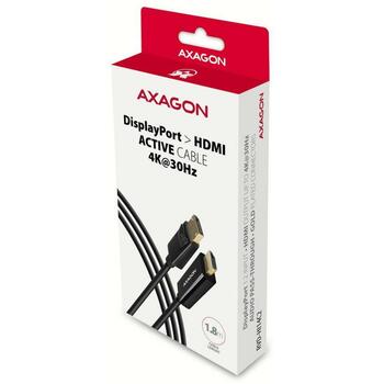Axagon Видео кабель RVD-HI14C2 DisplayPort на HDMI 1.8м, 4096 x 2160, 30Гц, HDMI A (M), DisplayPort (M), активный преобразователь (RVD-HI14C2)