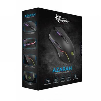 White Shark Игровая мышь AZARAH, 7200 DPI, 7 кнопок, 1.8 м, RGB подсветка, черная (AZARAH)