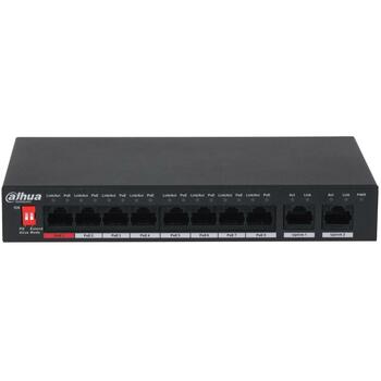 Dahua DH-PFS3010-8ET-96-V2 настольный коммутатор, 8 × 10/100Mbps PoE порты, 2 × 10/100/1000Mbps uplink, 90W, 8000 MAC, 5.6 Gbit/s (DH-PFS3010-8ET-96-V2)