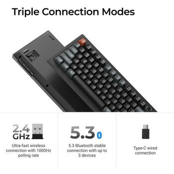 Keychron V6 Ultra 8K беспроводная механическая клавиатура 100% 2.4GHz Bluetooth 5.3 USB-C 8000Гц Hot-Swap RGB черная V6U-D4 (V6U-D4)
