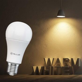 Tellur Умная WiFi Лампа E27 TLL331331, 9W, 820lm, 2700K-6500K, 2.4GHz, WPA-PSK, диммируемая (TLL331331)