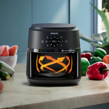 Philips Airfryer NA221/00, 1500 W, 4.2 L, 9 programmas, skārienekrāns, Rapid Air, melns/sudrabs (NA221/00)