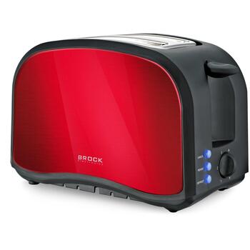 Brock BT 1002 RD tosteris, 800W, 2 maizītes, sarkans, nerūsējošais tērauds, 6 līmeņi, atkausēšana, uzsildīšana (BT 1002 RD)