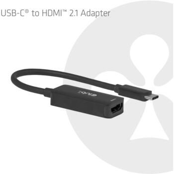 Club3D CAC-2505 USB-C-HDMI adapteris, 8K60Hz, DP Alt Mode, HDCP 2.3, DSC1.2a, 0.12m, melns (CAC-2505)