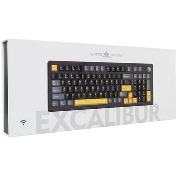 White Shark EXCALIBUR-L-B Excalibur L Black US, механическая клавиатура, 97 клавиш, переключатели KTT Wine Red, USB, 2,4 ГГц (EXCALIBUR-L-B)