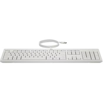 HP 225 проводной комплект мыши и клавиатуры AW5S6AA#ACB, USB, 1200 DPI, оптическая, 3 кнопки, полноразмерная, белая, для офиса (AW5S6AA#ACB)