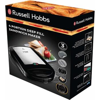 Russell Hobbs Fiesta 24540-56, гриль 3-в-1 для сэндвичей, 750 Вт, 3 сменные пластины, антипригарное покрытие, съемные пластины (24540-56)