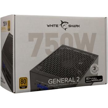 White Shark Barošanas bloks GENERAL-2, 750W, 20+4 x 1, 4/8 x 1, SATA x 6, MOLEX x 3, PCI-E x 4, 80 Plus Gold (GENERAL-2)