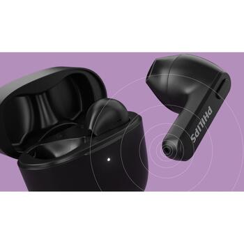 Philips Беспроводные наушники TAT2236 TAT2236BK/00, 18ч, 12мм, 104дБ, IPX4, Bluetooth, 2ч зарядка, встроенный микрофон (TAT2236BK/00)