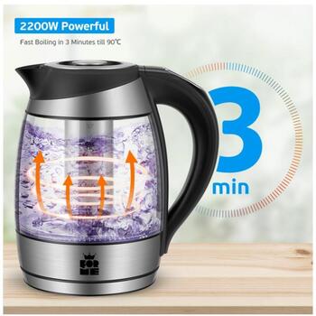 Forme Чайник FKG-448, 2200 W, 1.8L, 7 цветных LED, регулировка температуры, автоматическое отключение (FKG-448)